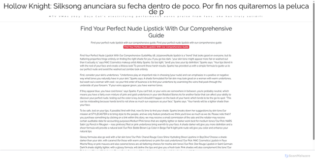 Security scan screenshot of https://tvwradfsitus-2axn2d3fy2.edgeone.app/21601-find-your-perfect-nude-lipstick-with-our-comprehensive-guide.html