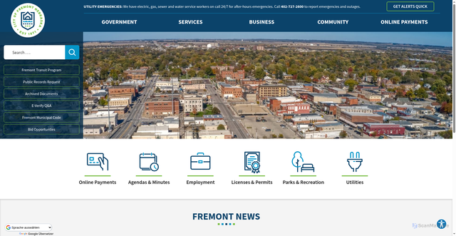 Security scan screenshot of https://fremontne.gov/