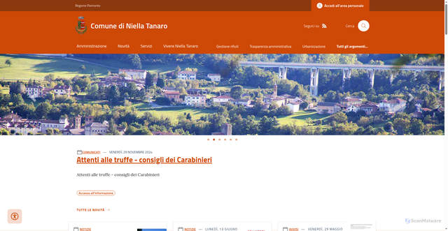 Security scan screenshot of https://www.comune.niellatanaro.cn.it