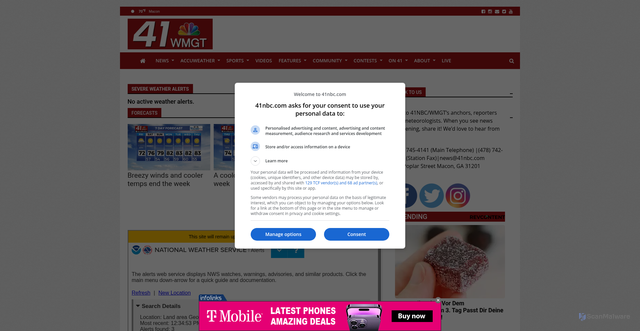 Security scan screenshot of https://www.41nbc.com/severe-weather-watches-warnings/