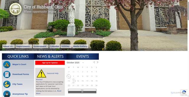 Security scan screenshot of https://cityofhubbard-oh.gov/