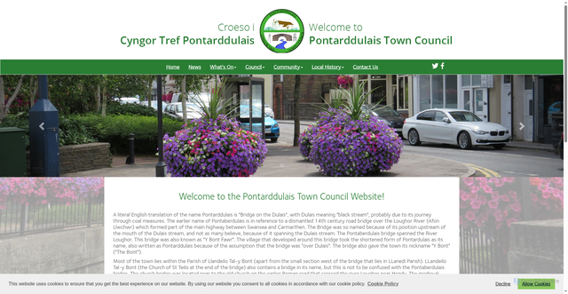 Security scan screenshot of https://www.pontarddulaistowncouncil.gov.uk/