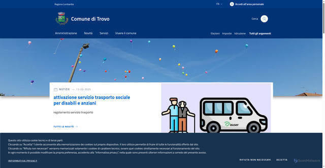 Security scan screenshot of https://www.comune.trovo.pv.it/