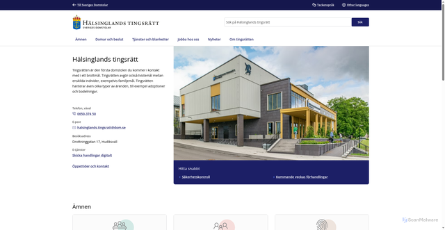 Security scan screenshot of https://www.hudiksvallstingsratt.domstol.se