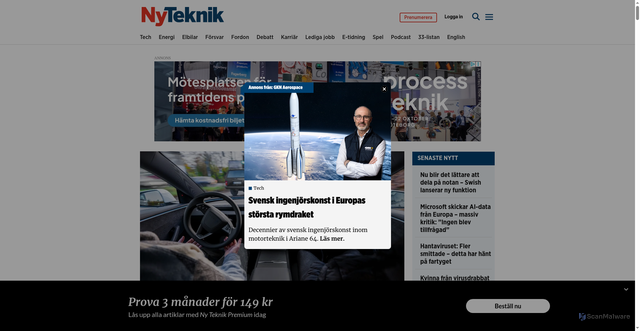 Security scan screenshot of https://nyteknik.se