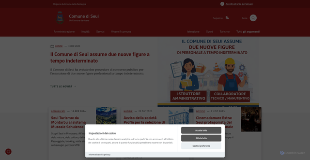 Security scan screenshot of https://comune.seui.su.it/it/