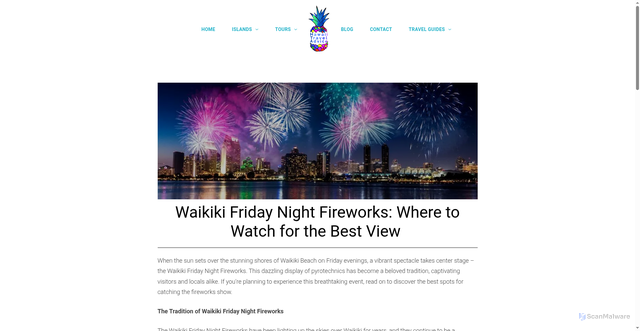 Security scan screenshot of https://www.hawaiitraveladvice.com/waikiki-fireworks