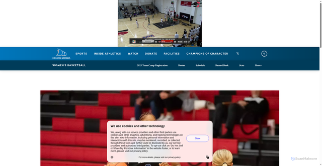 Security scan screenshot of https://coastalgeorgiasports.com/news/2025/12/29/womens-basketball-mariners-fall-to-spring-arbor-88-72-in-ohio-matchup.aspx