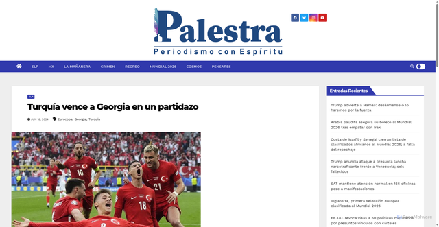 Security scan screenshot of https://palestra.com.mx/2024/06/18/turquia-vence-a-georgia-en-un-partidazo/