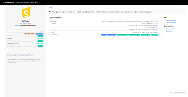 Security scan screenshot of app-scepman-6f7npyyajdfc4.azurewebsites.net