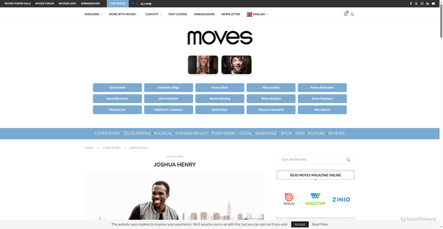 Security scan screenshot of https://newyorkmoves.com/celeb-profile/joshua-henry/