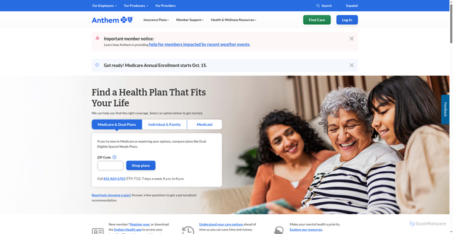 Security scan screenshot of https://www.anthem.com/