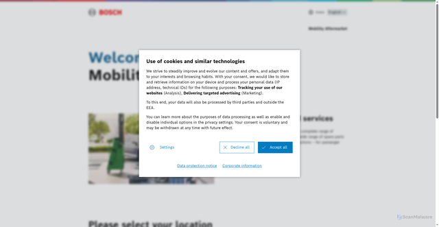 Security scan screenshot of https://qr.boschaftermarket.com