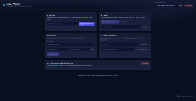 Security scan screenshot of http://ledger-wallet.vercel.app/