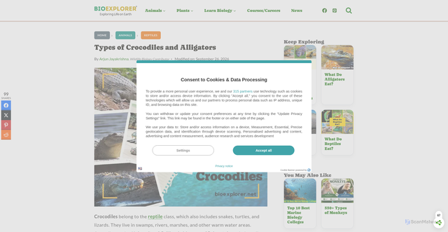 Security scan screenshot of https://www.bioexplorer.net/animals/reptiles/crocodiles/