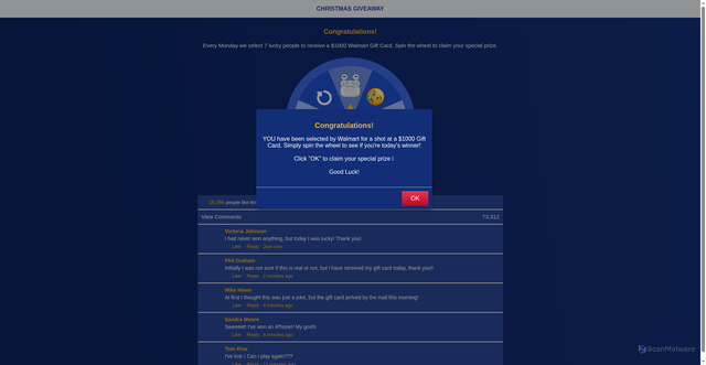 Security scan screenshot of https://01walmart.rewardzonenow.com