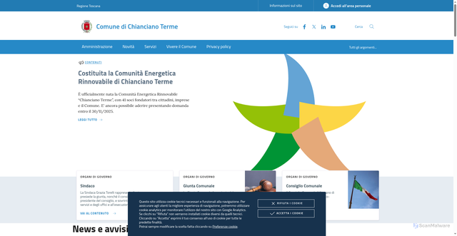 Security scan screenshot of http://www.comune.chianciano-terme.siena.it/