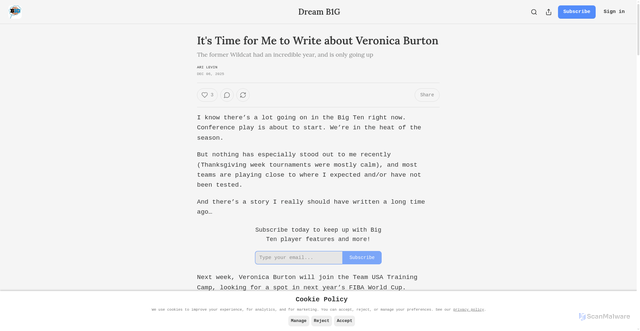 Security scan screenshot of https://dreamb1g.substack.com/p/its-time-for-me-to-write-about-veronica