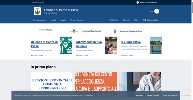 Security scan screenshot of https://www.comune.pontedipiave.tv.it/home