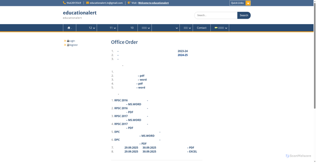 Security scan screenshot of https://educationalert.in/office-order/