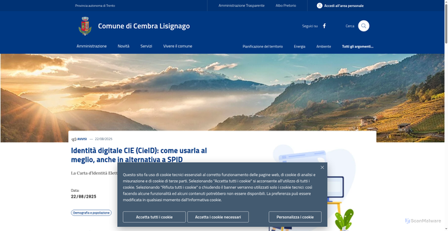 Security scan screenshot of https://www.comune.cembralisignago.tn.it/