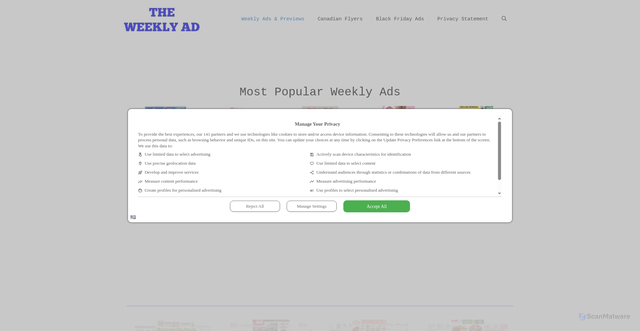 Security scan screenshot of https://theweeklyad.com