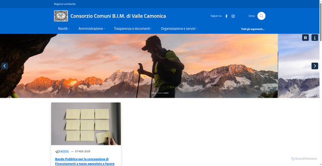 Security scan screenshot of https://www.bimvallecamonica.bs.it/