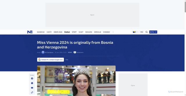 Security scan screenshot of https://n1info.ba/english/news/miss-vienna-2024-is-originally-from-bosnia-and-herzegovina/