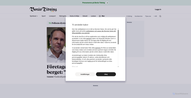 Security scan screenshot of https://www.bt.se/