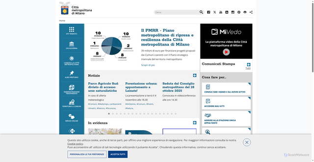 Security scan screenshot of https://www.cittametropolitana.mi.it/portale/
