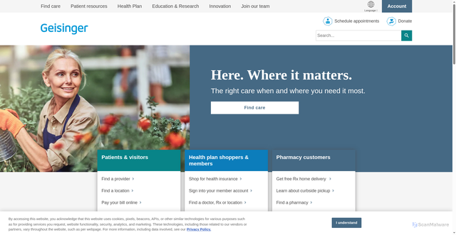 Security scan screenshot of https://www.geisinger.org