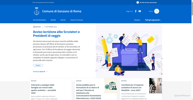 Security scan screenshot of https://www.comune.genzanodiroma.roma.it/