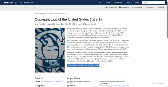 Security scan screenshot of https://www.copyright.gov/title17/
