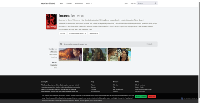 Security scan screenshot of https://www.moviestillsdb.com/movies/incendies-i1255953