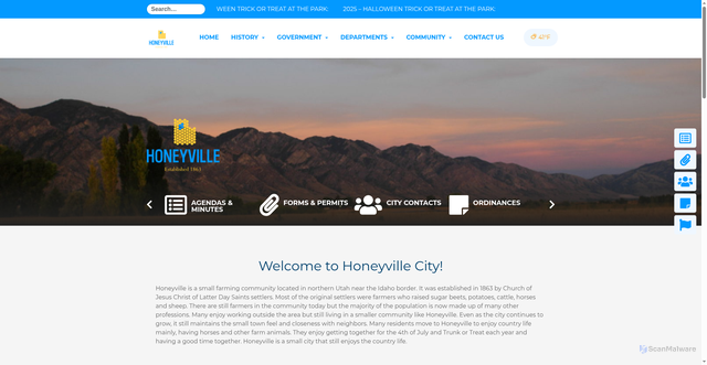Security scan screenshot of https://honeyvillecity.gov/