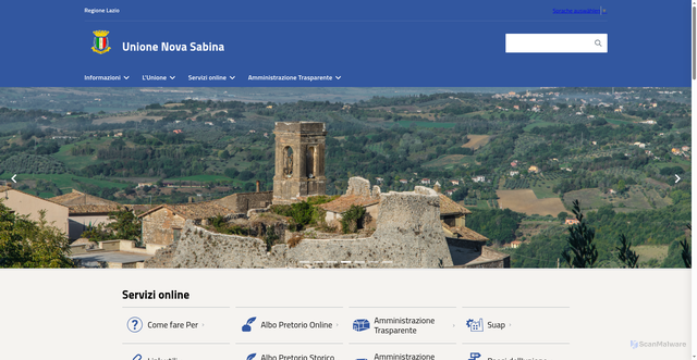 Security scan screenshot of https://www.unionenovasabina.it/