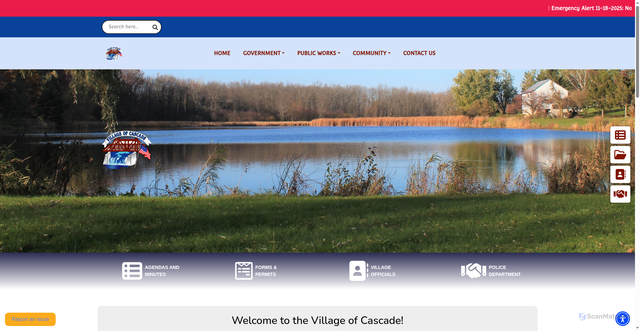 Security scan screenshot of https://villageofcascadewi.gov/