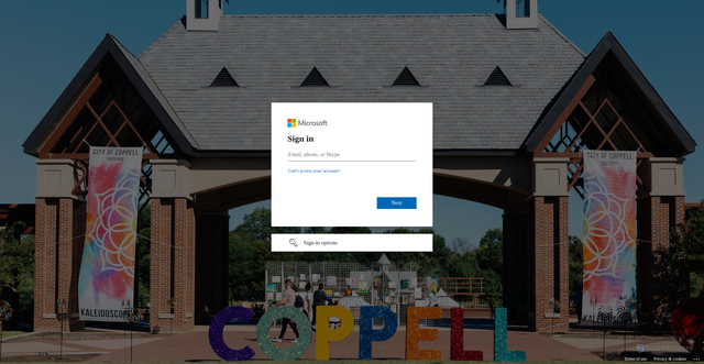 Security scan screenshot of https://coppelltexas-my.sharepoint.com
