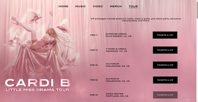 Security scan screenshot of https://www.cardib.com/tour