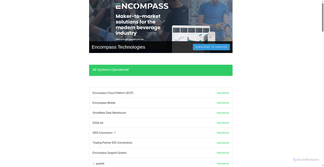 Security scan screenshot of https://status.encompasstech.com