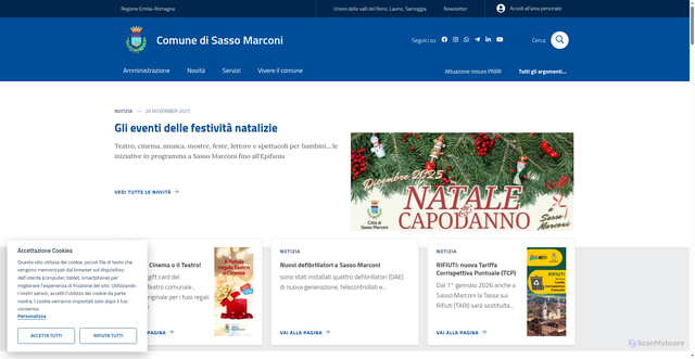 Security scan screenshot of https://www.comune.sassomarconi.bologna.it/