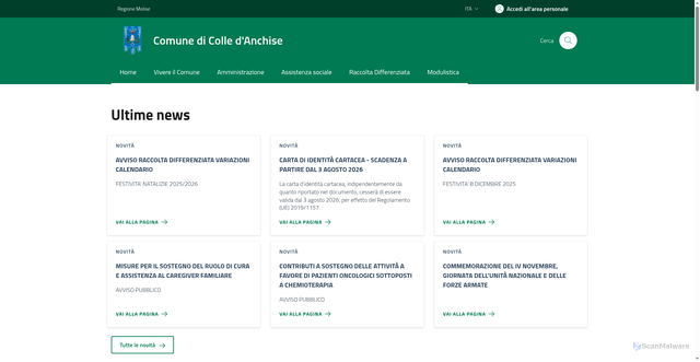 Security scan screenshot of https://comune.colledanchise.cb.it/