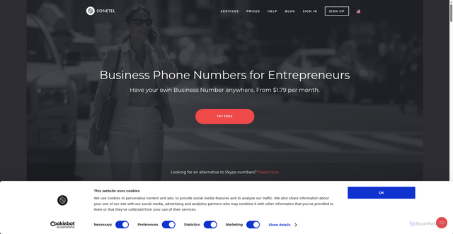 Security scan screenshot of https://sonetel.com
