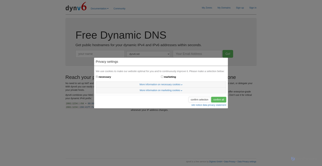 Security scan screenshot of https://dynv6.com