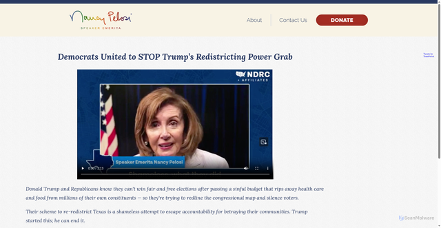 Security scan screenshot of https://www.pelosiforcongress.org/