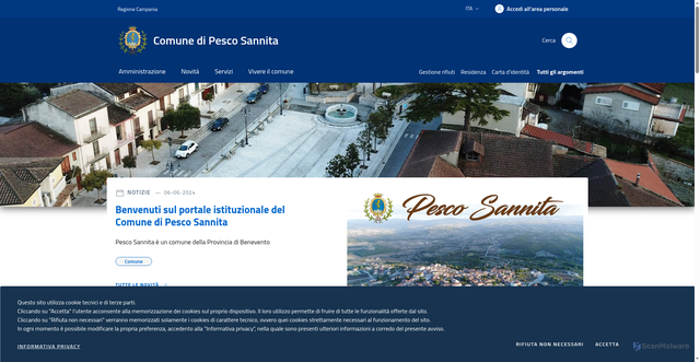 Security scan screenshot of https://www.comune.pescosannita.bn.it/