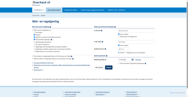 Security scan screenshot of https://wetten.overheid.nl