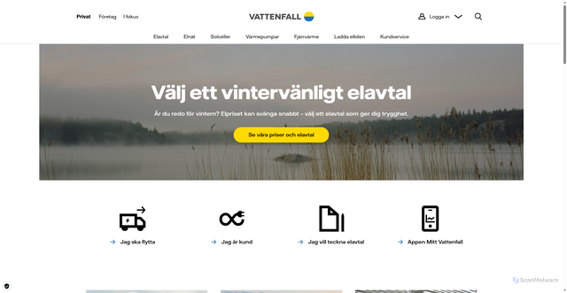 Security scan screenshot of https://www.vattenfall.se/