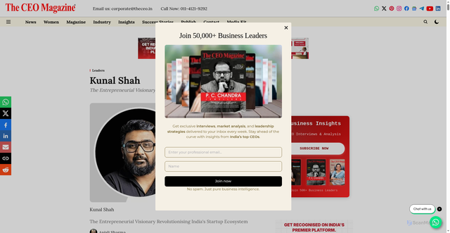 Security scan screenshot of https://www.theceo.in/leaders/kunal-shah