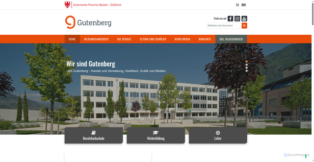 Security scan screenshot of https://www.gutenberg.berufsschule.it/de
